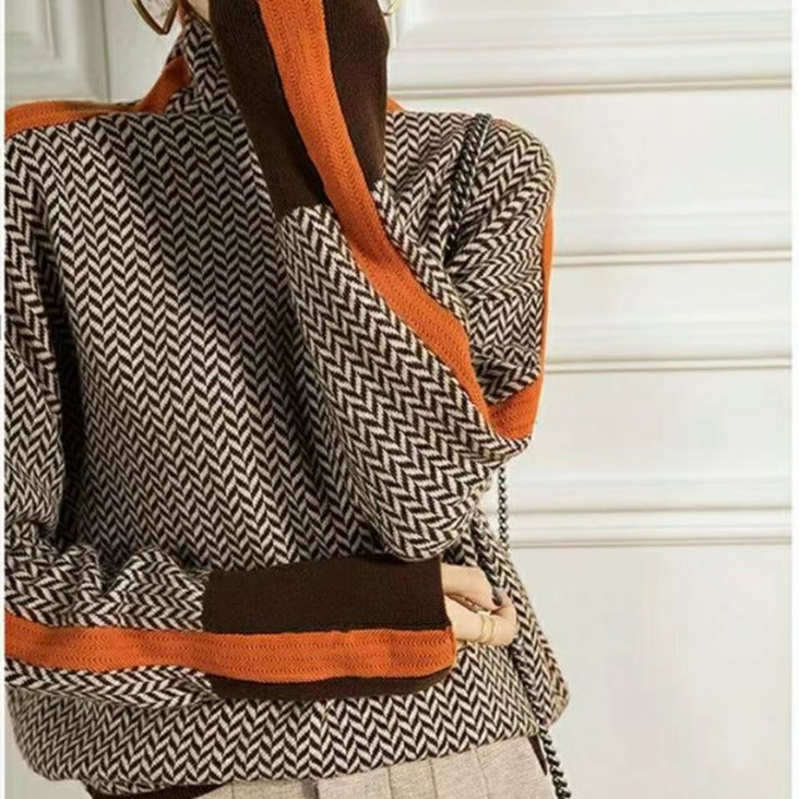 Primrose geometric knit turtleneck sweater – image 2