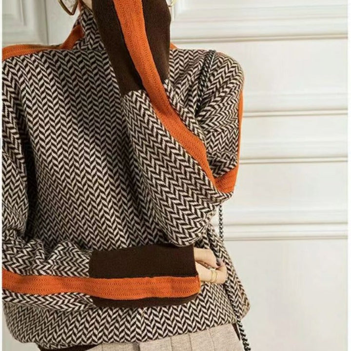 Primrose geometric knit turtleneck sweater – image 2