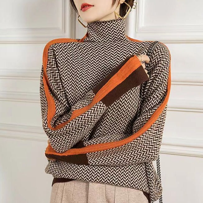 Primrose geometric knit turtleneck sweater – image 3