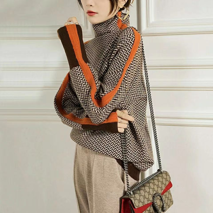 Primrose geometric knit turtleneck sweater