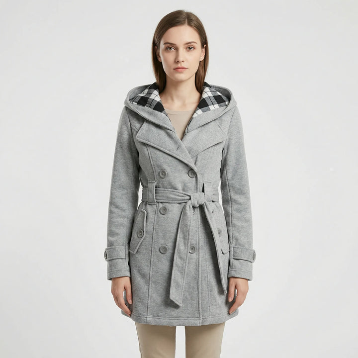 Camila hooded double breasted belted coat – image 8