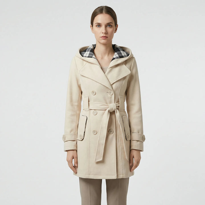 Camila hooded double breasted belted coat – image 10