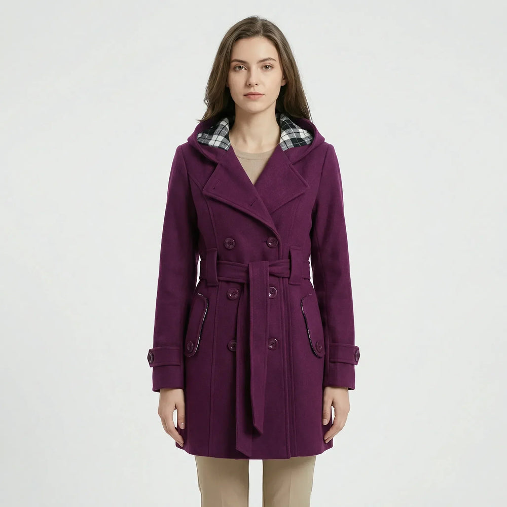 Camila hooded double breasted belted coat – image 2