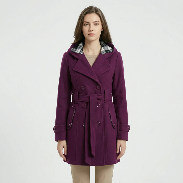 Camila hooded double breasted belted coat – image 2