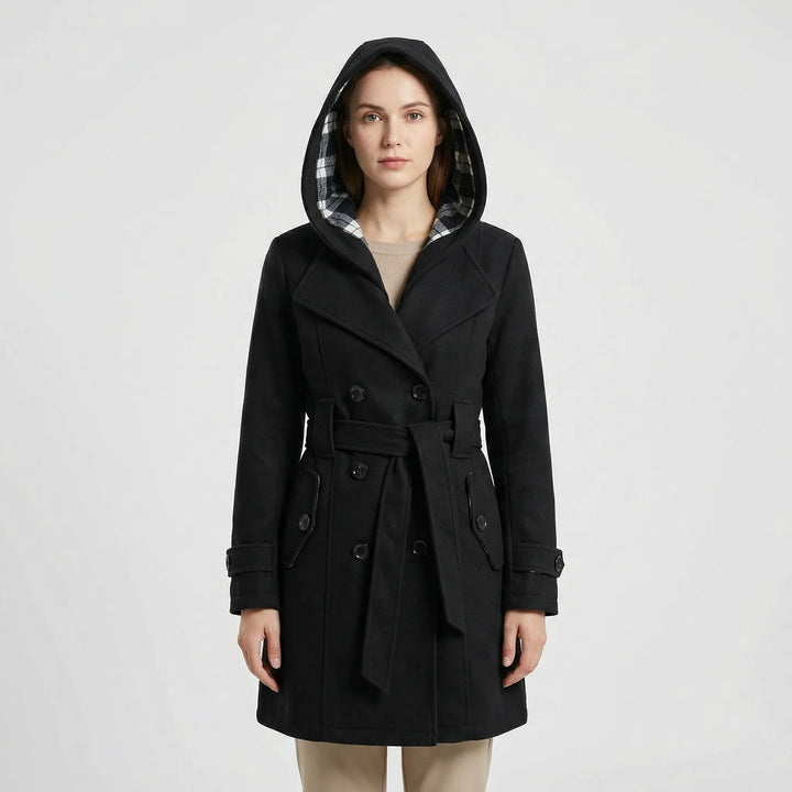 Camila hooded double breasted belted coat – image 3