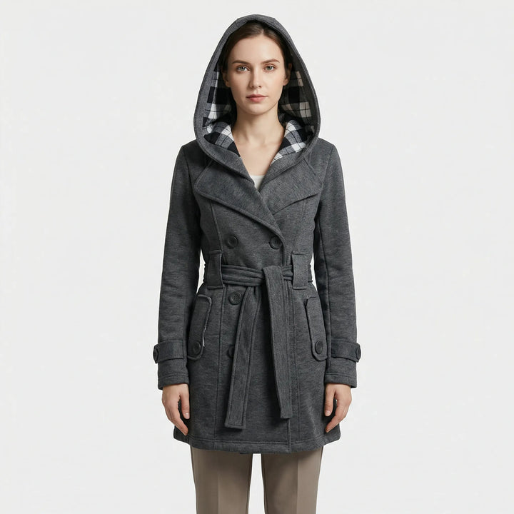 Camila hooded double breasted belted coat – image 4