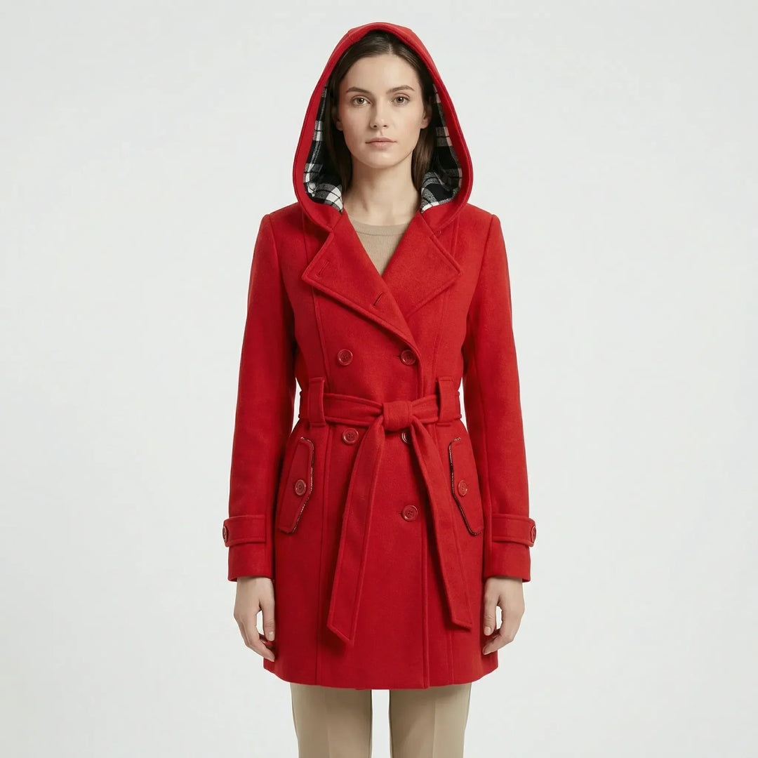 Camila hooded double breasted belted coat – image 5