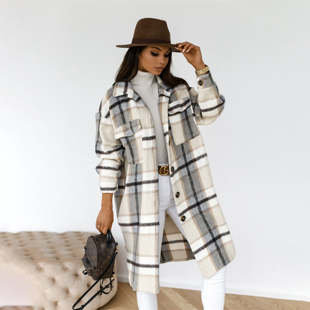 Kira long plaid coat – image 2