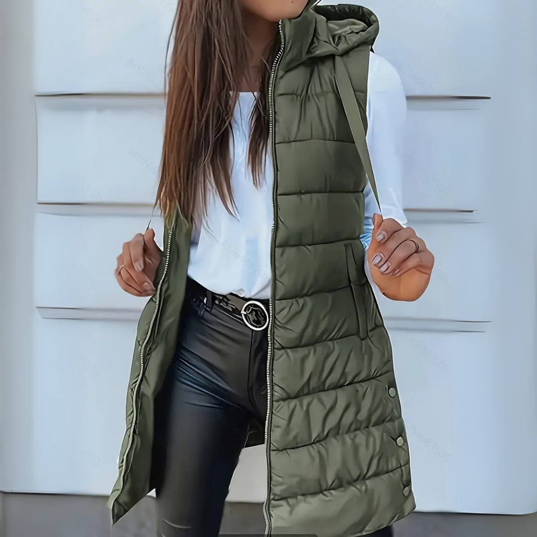 Wren hooded long puffer vest – image 3