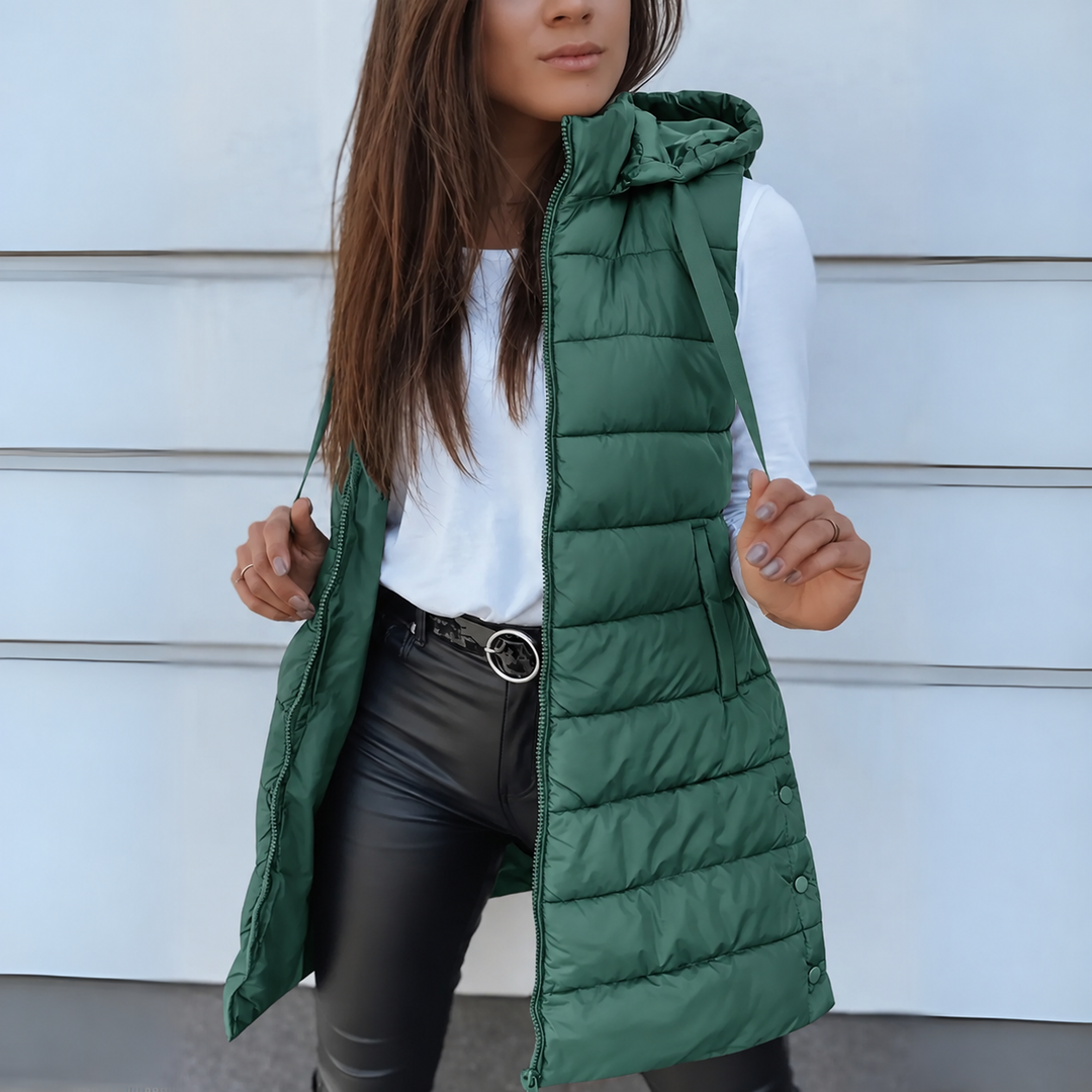 Wren hooded long puffer vest – image 5