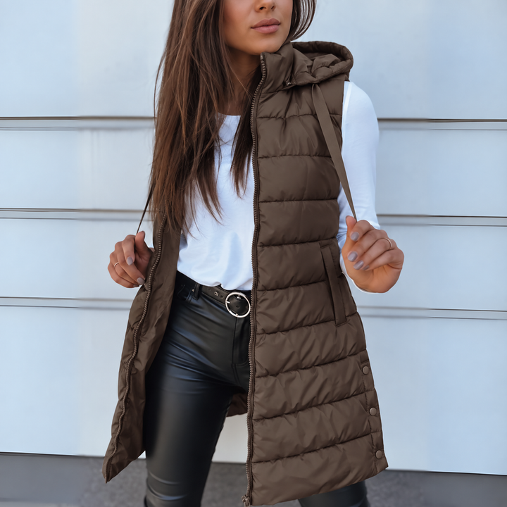 Wren hooded long puffer vest – image 7