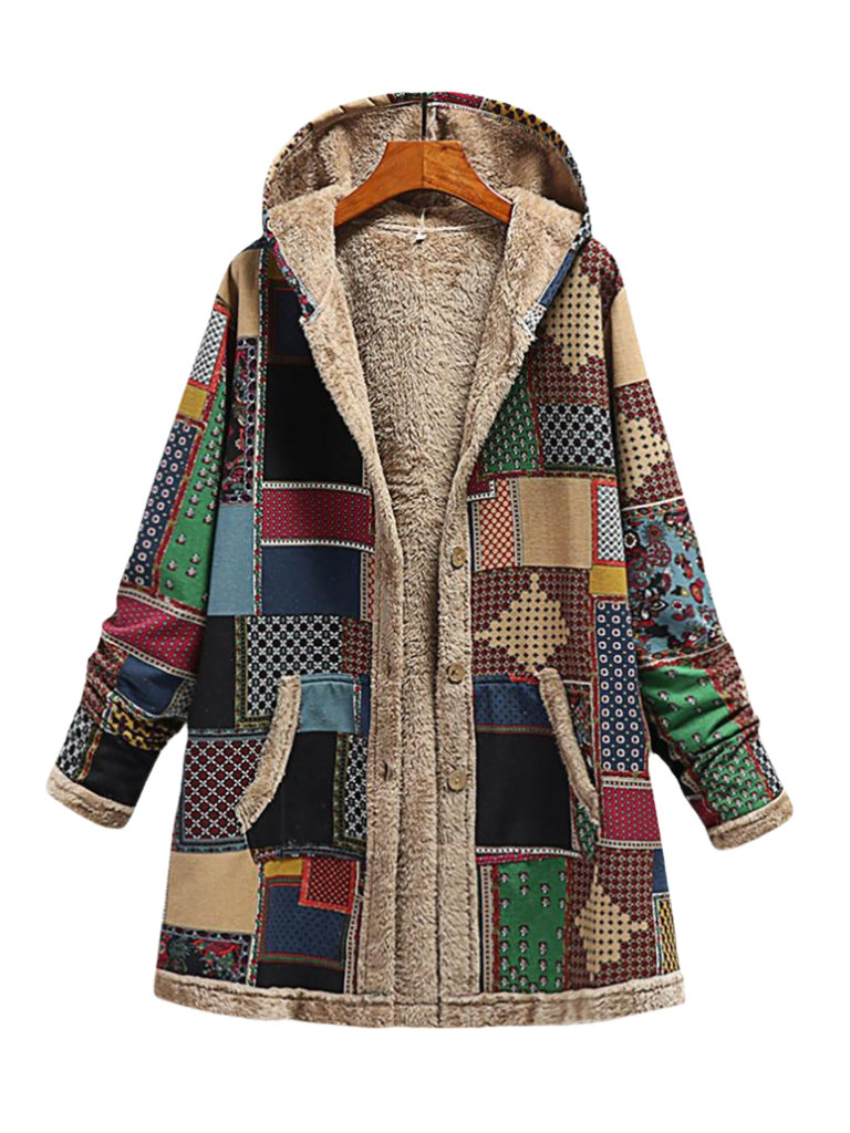 Lyla hooded print coat with fleece lining – image 6