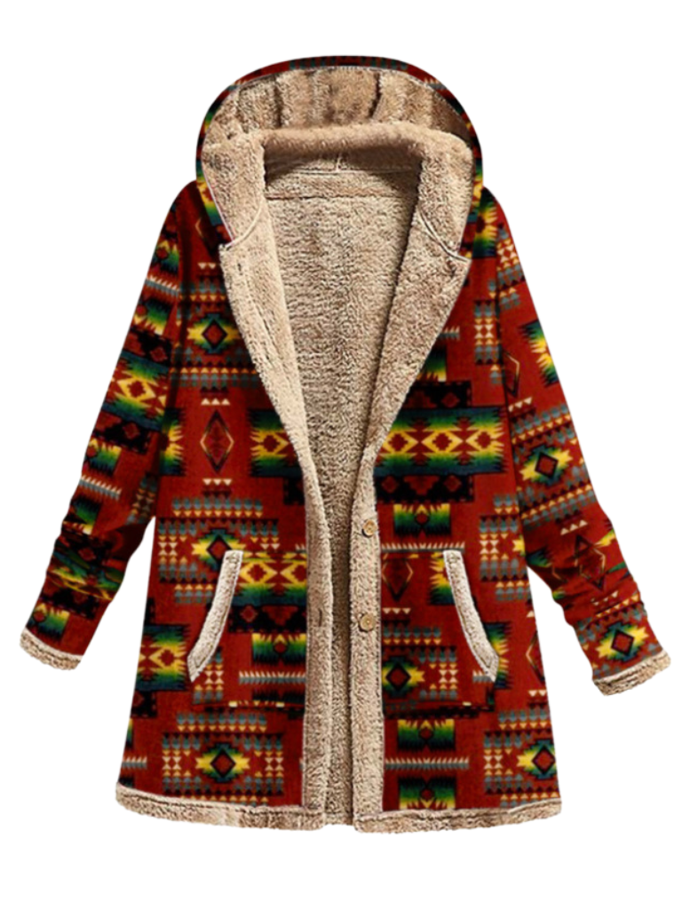 Lyla hooded print coat with fleece lining – image 5