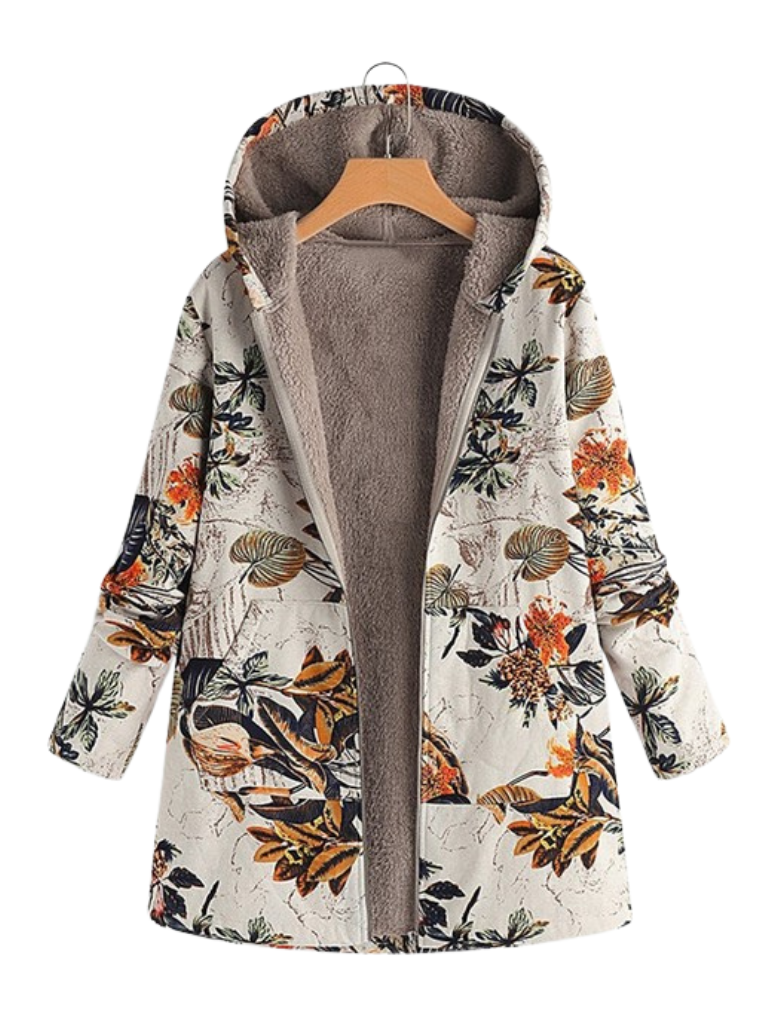 Lyla hooded print coat with fleece lining