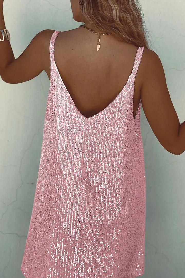 Delphine V neck sequin mini dress – image 19
