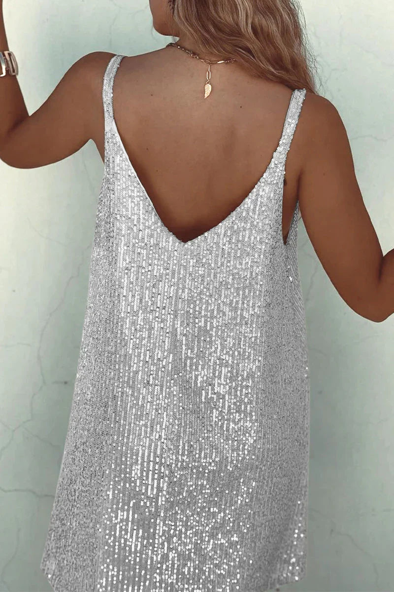 Delphine V neck sequin mini dress – image 6