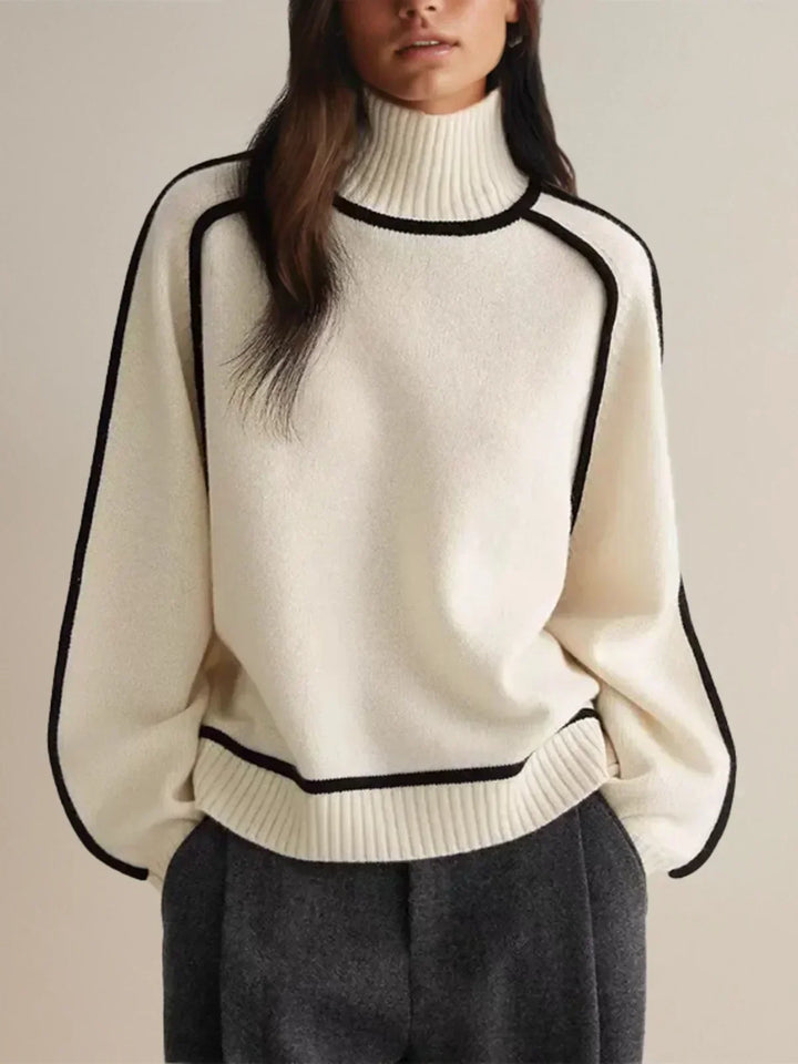 Cecelia contrast piped turtleneck sweater – image 2