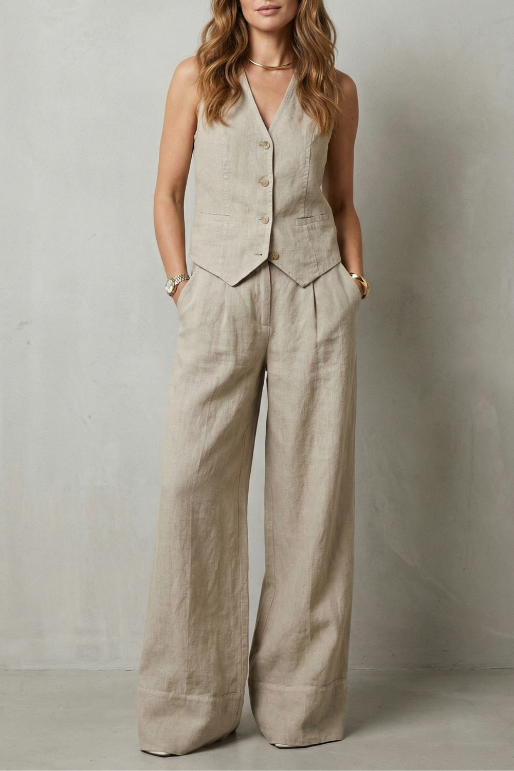 Simone vest and wide leg pants set