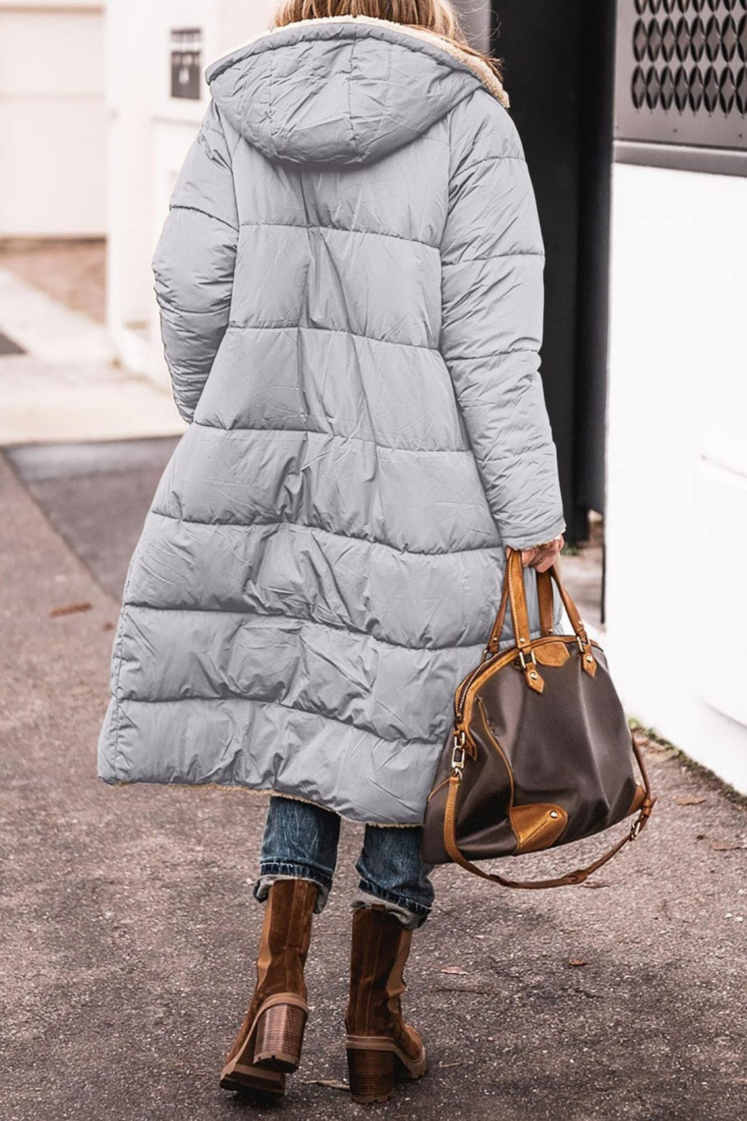 Margaret reversible sherpa lined long coat with hood – image 13