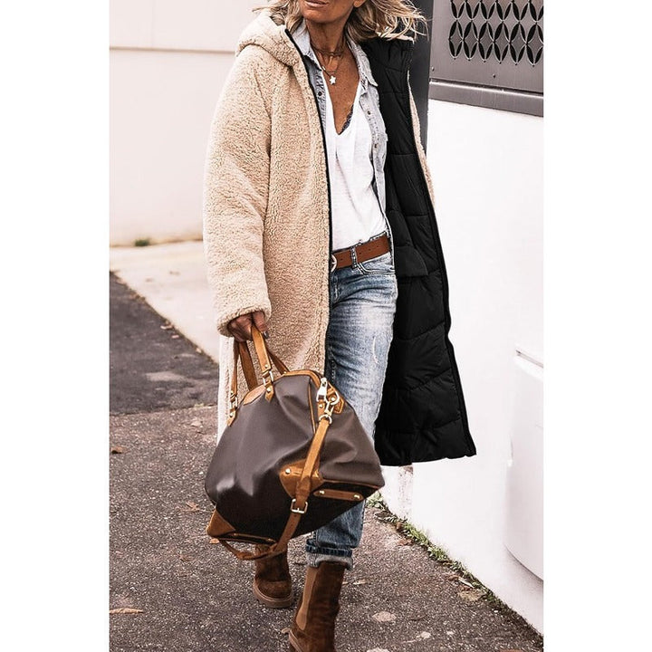Margaret reversible sherpa lined long coat with hood – image 3