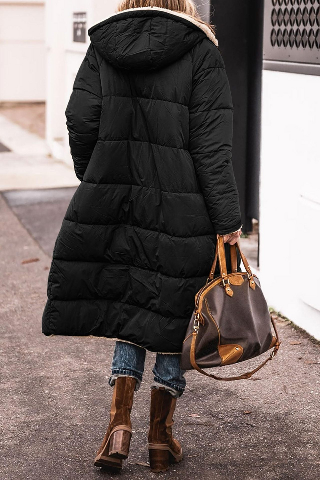 Margaret reversible sherpa lined long coat with hood – image 4