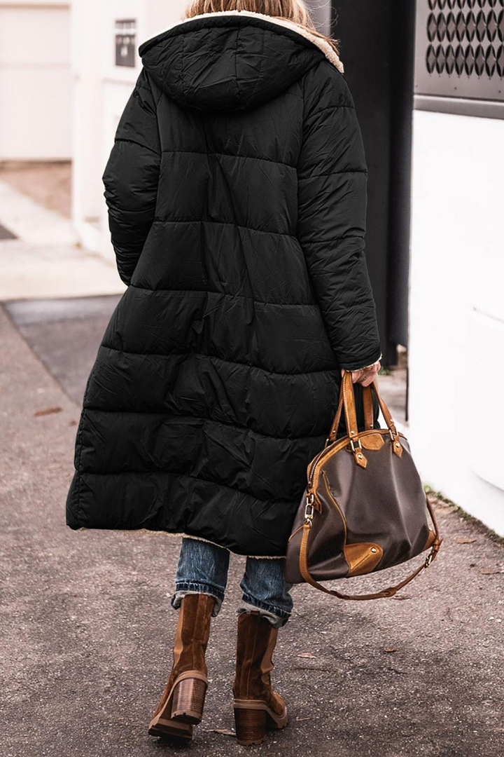 Margaret reversible sherpa lined long coat with hood – image 4