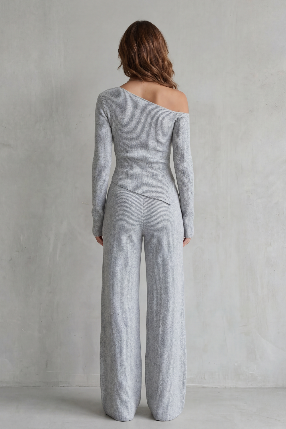 Honora off shoulder knit set with wide leg pants – image 4