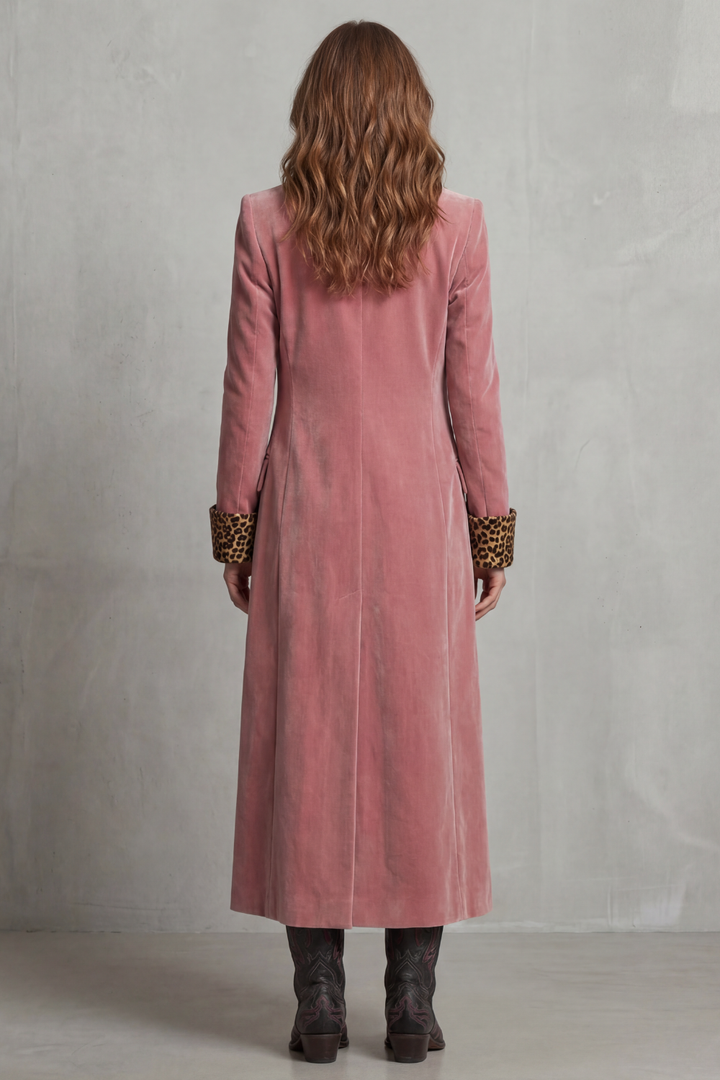 Delfina long coat with leopard print velvet lining – image 4