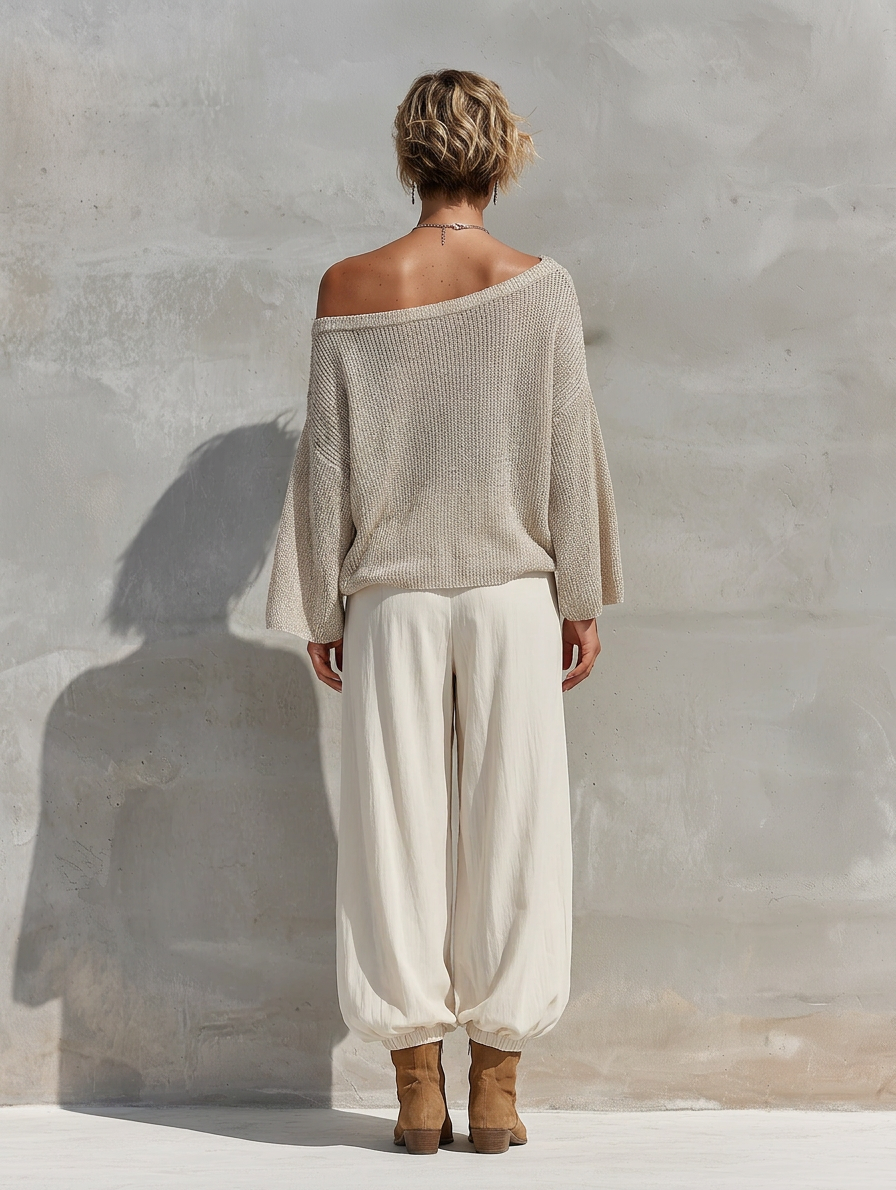 Solana shimmer off shoulder batwing top and wide leg pants set – image 3
