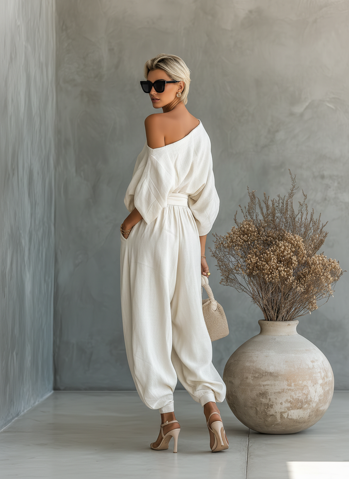 Lisette off shoulder top and tapered pants set – image 9
