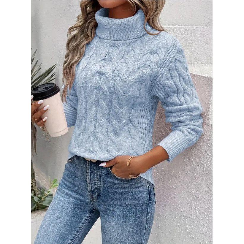 Jordyn relaxed cable knit turtleneck sweater