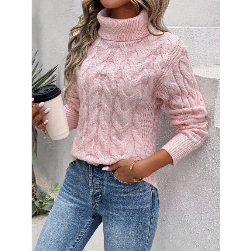 Jordyn relaxed cable knit turtleneck sweater – image 2