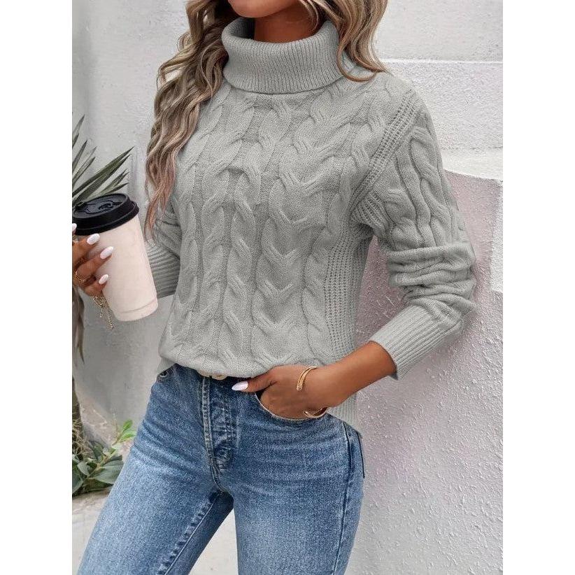 Jordyn relaxed cable knit turtleneck sweater – image 3