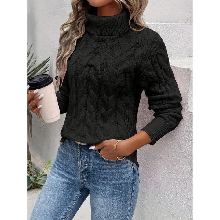 Jordyn relaxed cable knit turtleneck sweater – image 4