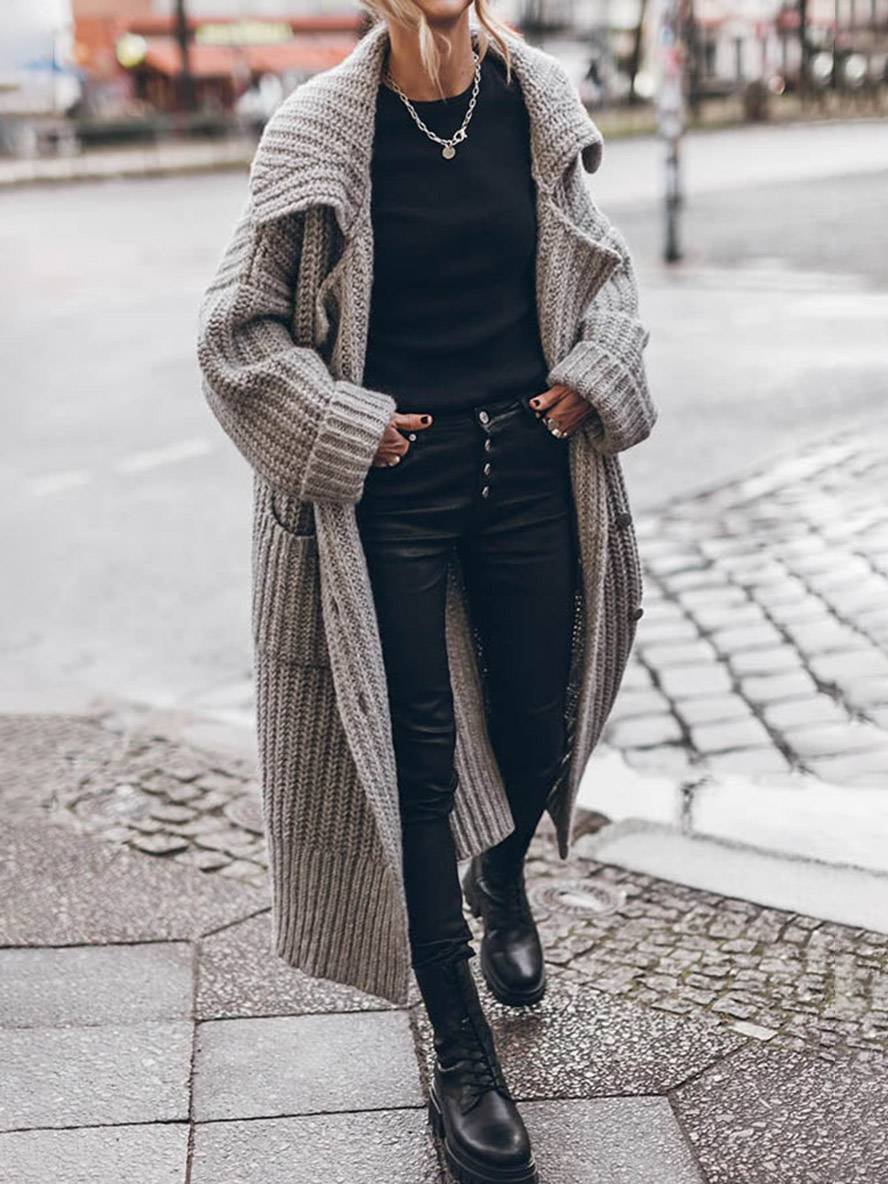 Annabel oversized chunky knit long cardigan – image 2