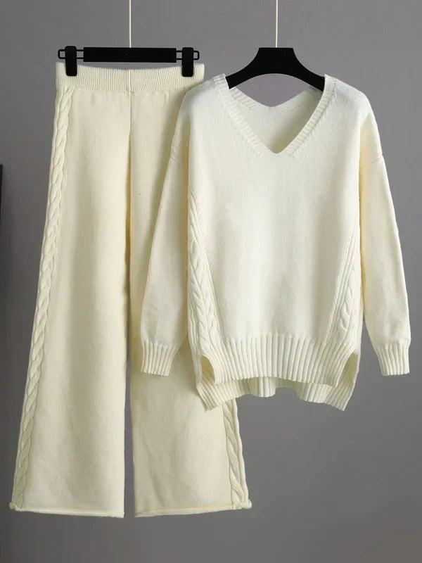 Gwendolyn v neck sweater and wide leg pants set – image 2