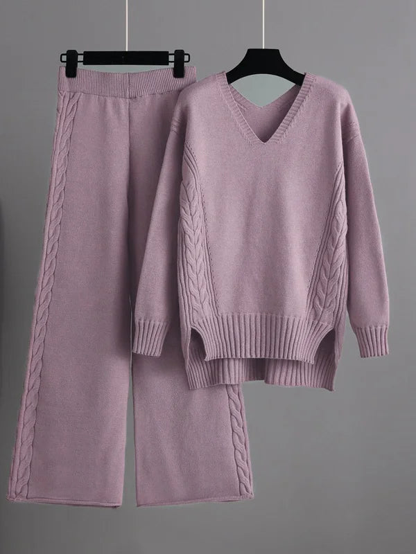 Gwendolyn v neck sweater and wide leg pants set – image 3