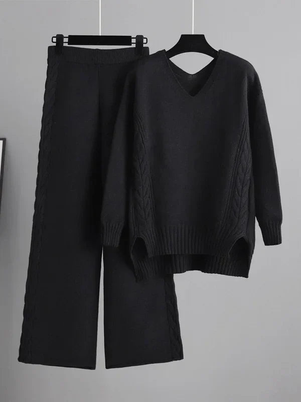 Gwendolyn v neck sweater and wide leg pants set – image 4