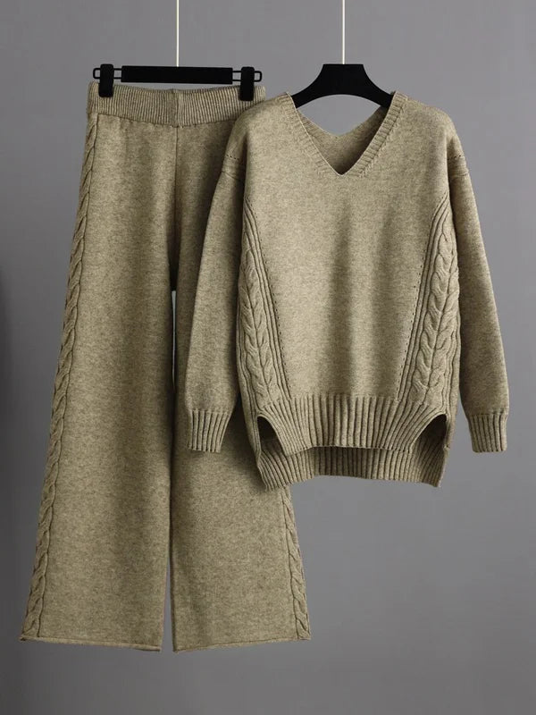 Gwendolyn v neck sweater and wide leg pants set – image 5