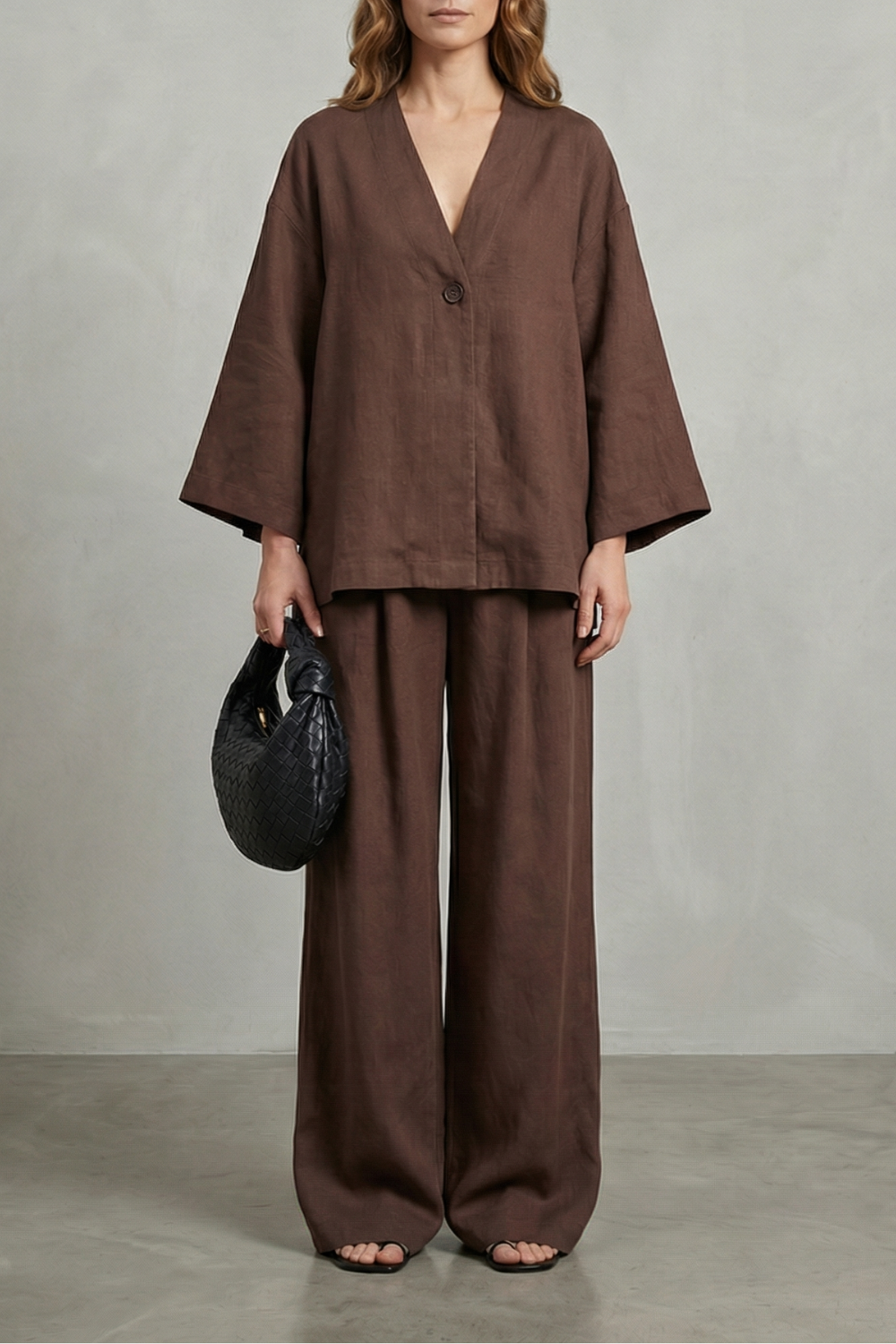 Annalise wrap top and wide leg pants set