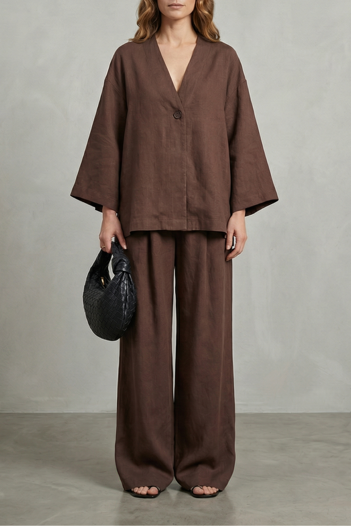 Annalise wrap top and wide leg pants set