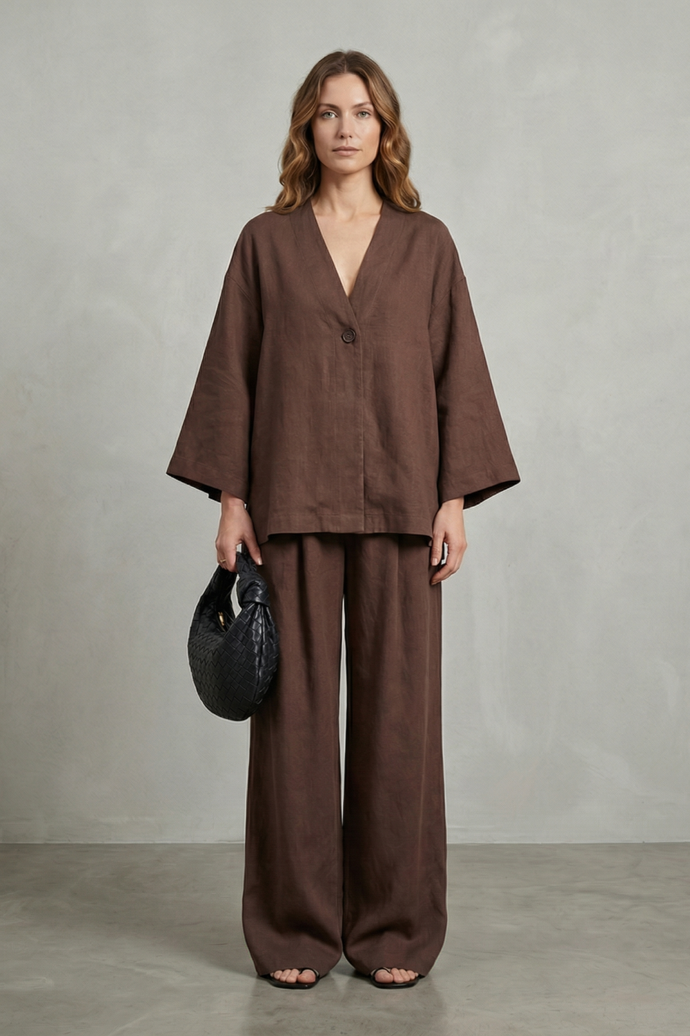 Annalise wrap top and wide leg pants set – image 2