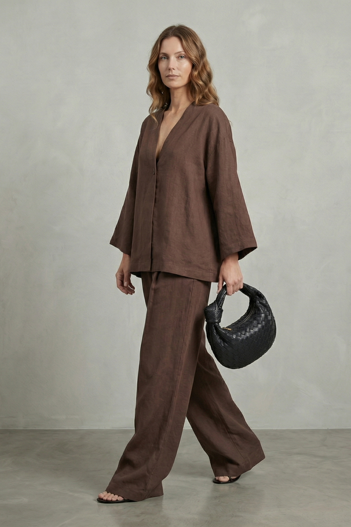 Annalise wrap top and wide leg pants set – image 3