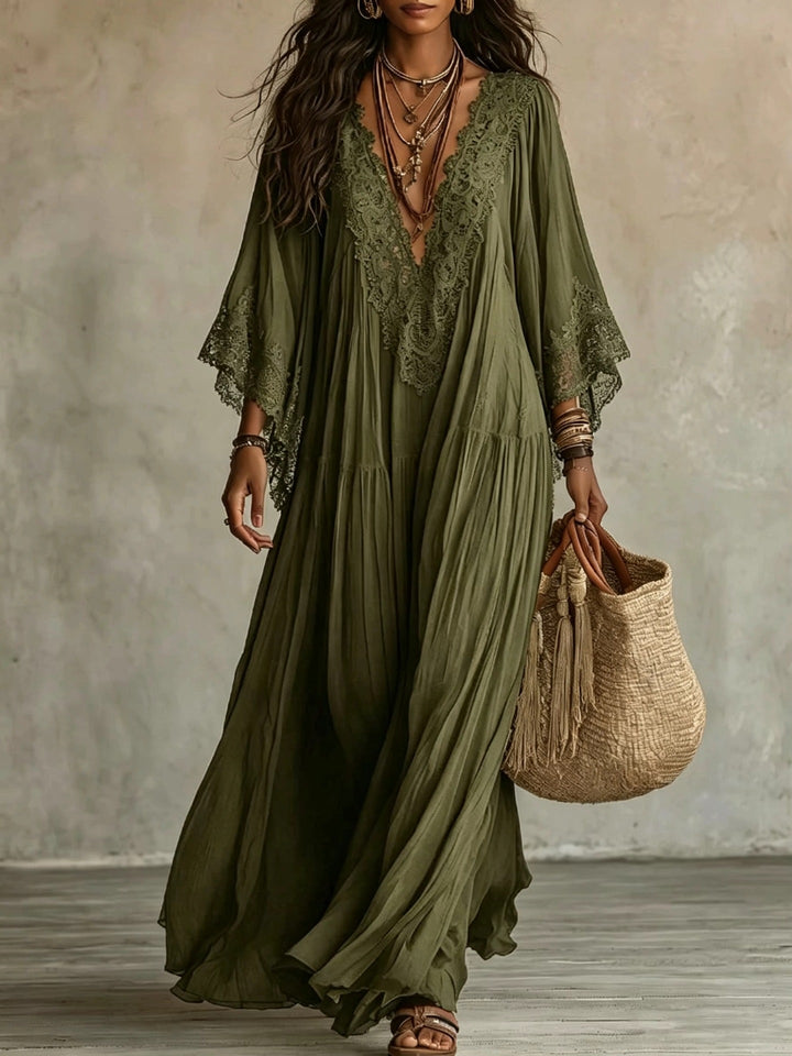 Brielle lace trim V neck maxi dress – image 3