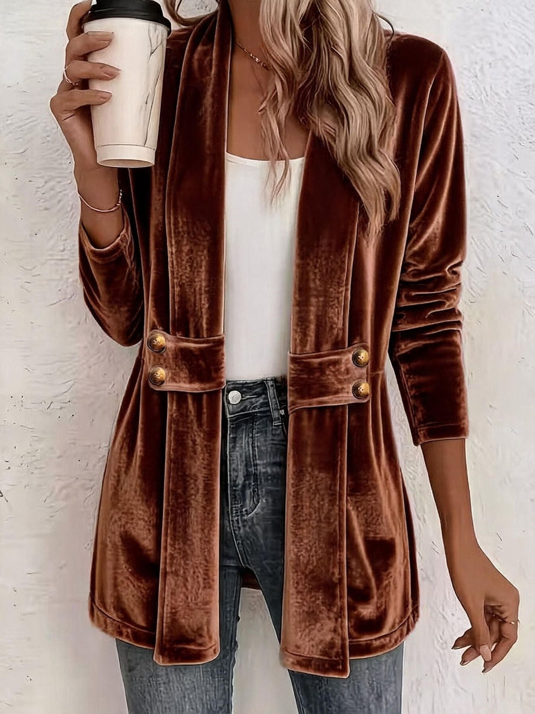 Iona longline velvet blazer with shawl collar – image 11
