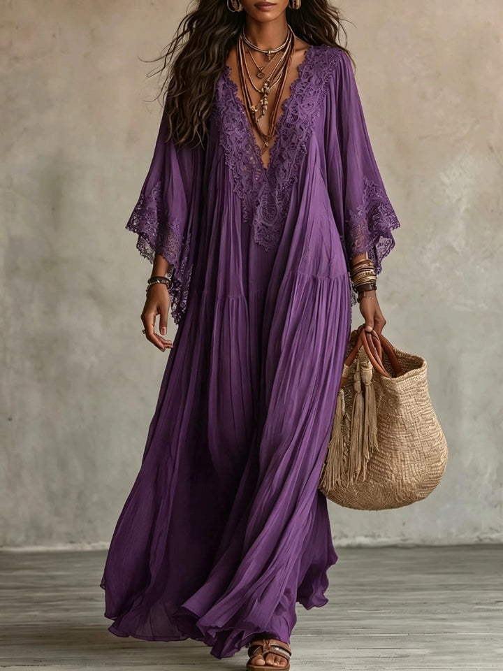 Brielle lace trim V neck maxi dress – image 4