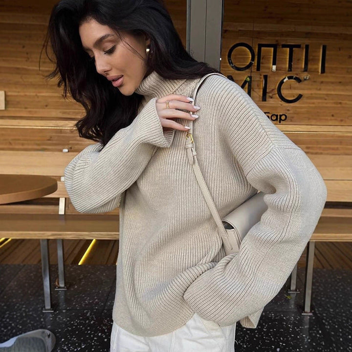 Brenna oversized ribbed turtleneck sweater – image 3