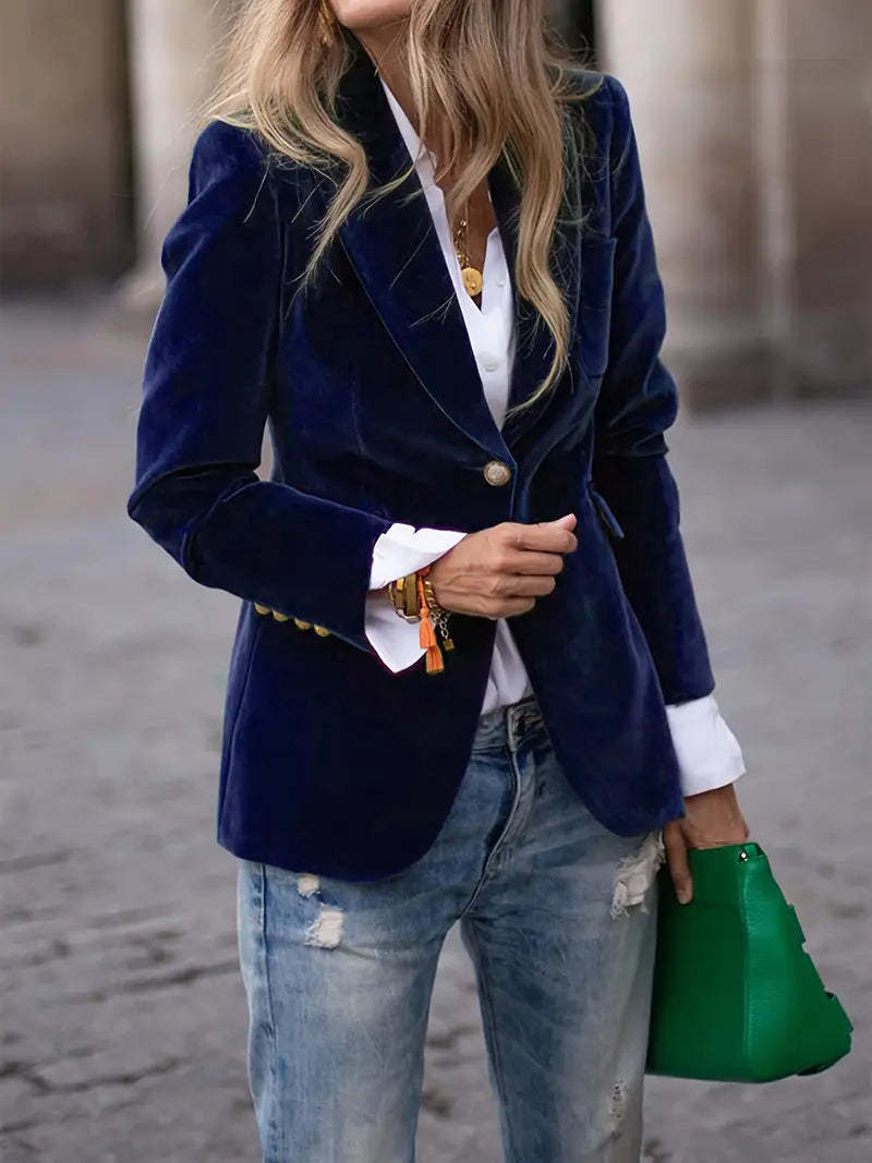 Laila fitted velvet blazer jacket – image 13