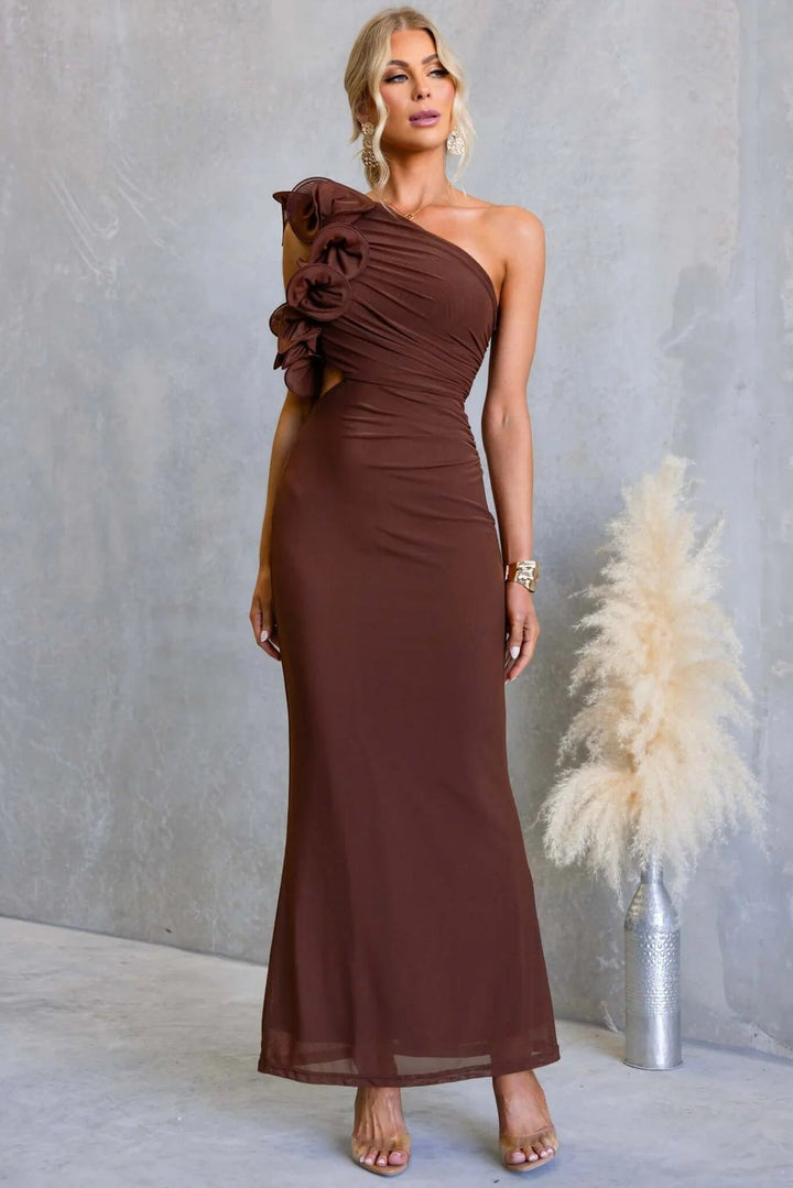 Belle one shoulder ruffle maxi dress – image 10