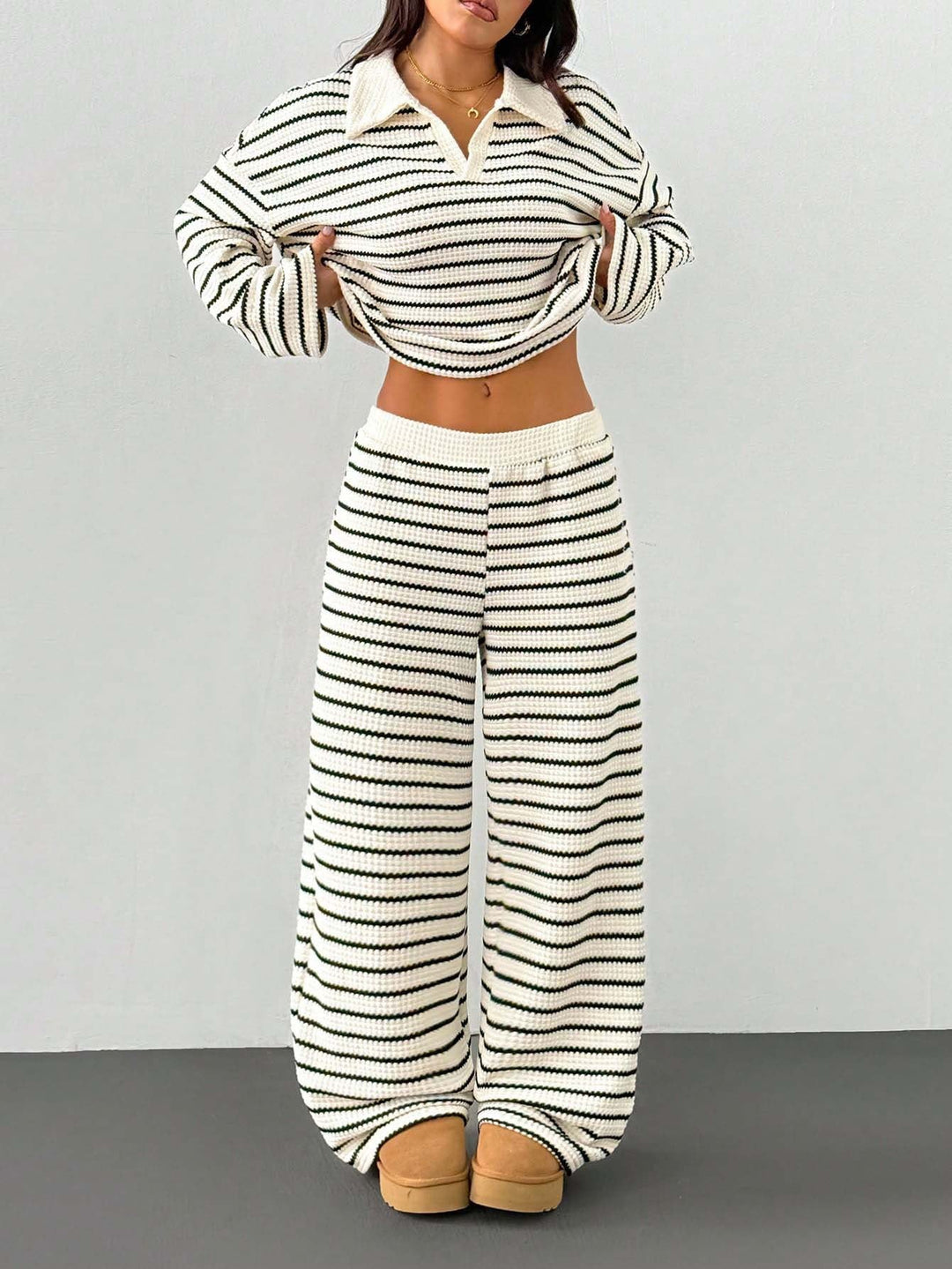 Adalynn v neck knit top and palazzo pants set – image 6